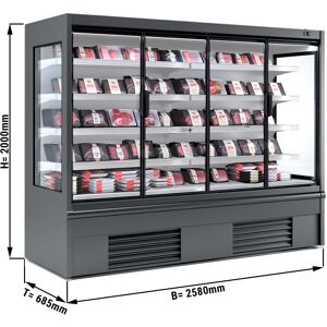 GGM Gastro - Vitrine refrigeree murale - 2580mm - avec eclairage LED, portes vitrees isolees & 4 etageres Gris