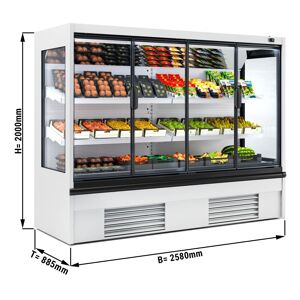 GGM Gastro - Vitrine refrigeree murale - 2580mm - avec eclairage LED, portes vitrees isolees & 2 etageres Blanc