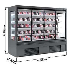 GGM Gastro - Armoire refrigeree murale - 2580mm - avec eclairage LED, portes vitrees isolees & 4 clayettes Gris