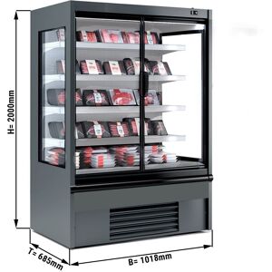 GGM Gastro - Vitrine refrigeree murale - 1018mm - avec eclairage LED, portes vitrees isolees & 4 etageres Gris