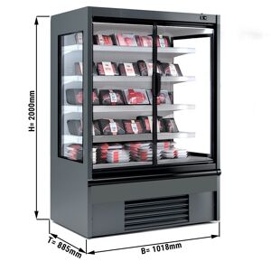 GGM Gastro - Vitrine refrigeree murale - 1018mm - avec eclairage LED, portes vitrees isolees & 4 etageres Gris