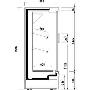 GGM Gastro - Vitrine refrigeree murale - 1018mm - avec eclairage LED, portes vitrees isolees & 3 etageres Noir