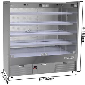 GGM Gastro - Armoire refrigeree murale - 1960mm - avec eclairage LED, portes vitrees & 4 etageres Argent