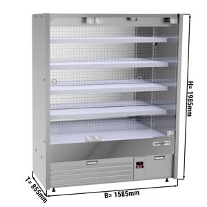 GGM Gastro - Vitrine refrigeree murale - 1585mm - avec eclairage LED, portes vitrees & 4 etageres Argent