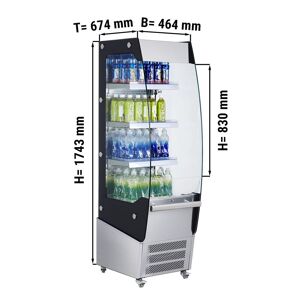 GGM Gastro - Vitrine refrigeree murale - 464mm - avec eclairage LED & 3 etageres Argent / Noir