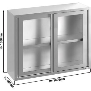 GGM Gastro - Armoire murale en inox - 1000x400mm - avec porte coulissante en verre - hauteur 1000mm Argent