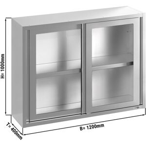 GGM Gastro - Armoire murale en inox - 1200x400mm - avec porte coulissante en verre - hauteur 1000mm Argent