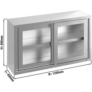 GGM Gastro - Armoire murale en inox - 1200x400mm - avec porte coulissante en verre - hauteur 800mm Argent