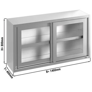 GGM Gastro - Armoire murale en inox - 1400x400mm - avec porte coulissante en verre - hauteur 800mm Argent