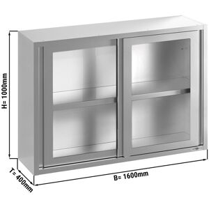 GGM Gastro - Armoire murale en inox - 1600x400mm - avec porte coulissante en verre - hauteur 1000mm Argent