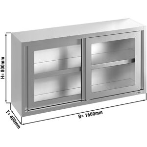 GGM Gastro - Armoire murale en inox - 1600x400mm - avec porte coulissante en verre - hauteur 800mm Argent