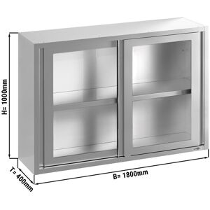 GGM Gastro - Armoire murale en inox - 1800x400mm - avec porte coulissante en verre - hauteur 1000mm Argent