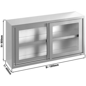 GGM Gastro - Armoire murale en inox - 1800x400mm - avec porte coulissante en verre - hauteur 800mm Argent