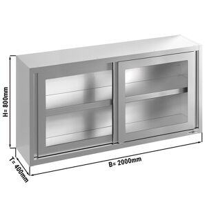 GGM Gastro - Armoire murale en inox - 2000x400mm - avec porte coulissante en verre - hauteur 800mm Argent