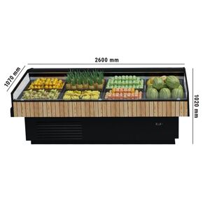 GGM Gastro - Comptoir / Îlot refrigere - 2600mm - Facade bois Noir / Marron