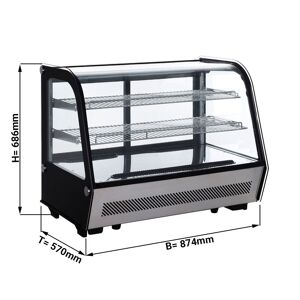 GGM Gastro - Vitrine refrigeree de table - 160 litres - 870mm - ronde - avec 2 etageres Noir