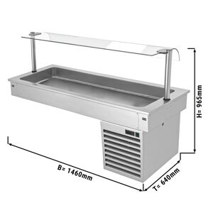 GGM GASTRO - Cuve réfrigérée encastrable - 1,5m - +2 ~ +8 °C - 4x GN 1/1 - avec protection hygiénique en verre