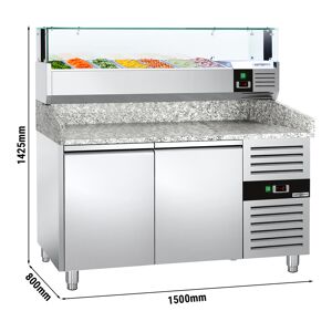 GGM GASTRO - Table réfrigérée pour pizza ECO - 1500x800mm - avec 2 portes - incl. vitrine réfrigérée LED - 7x GN 1/4