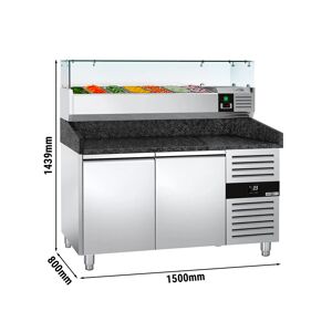 GGM GASTRO - Table réfrigérée pour pizza PREMIUM - 1500x800mm - avec 2 portes - Vitrine réfrigérée incluse - 6x GN 1/3