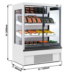 GGM GASTRO - Vitrine réfrigérée murale - 1330mm - avec éclairage LED, portes vitrées isolées & 2 étagères