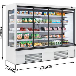 GGM GASTRO - Vitrine réfrigérée murale - 2580mm - avec éclairage LED, portes vitrées isolées & 4 étagères