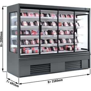 GGM GASTRO - Vitrine réfrigérée murale - 2580mm - avec éclairage LED, portes vitrées isolées & 4 étagères