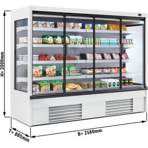 GGM GASTRO - Vitrine réfrigérée murale - 2580mm - avec éclairage LED, portes vitrées isolées & 4 étagères