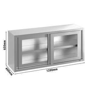 GGM GASTRO - Armoire murale en inox - 1200x400mm - avec porte coulissante en verre - hauteur 650mm