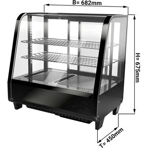 GGM GASTRO - Vitrine réfrigérée de table - 100 litres - 680mm - ronde - avec 2 étagères Noir