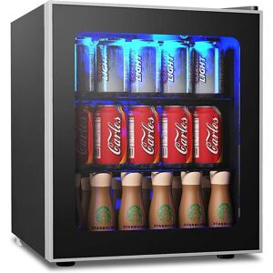 RELAX4LIFE 46L Refroidisseur de Boissons 4-16°C avec LED&Porte en Verre&Bac de récupération, Réfrigérateur Rétro de Bière, Mini Frigo Silencieux pour - Publicité