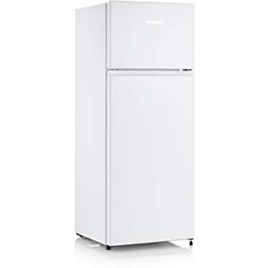 Severin Réfrigérateur Congélateur 2 portes, Pose libre, Longueur 55 cm, 206 litres, Classe E, Veggibox incluse, Blanc, DT 8760 - Publicité