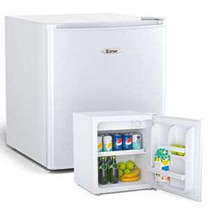 COSTWAY Mini Frigo Mini Réfrigérateur 46L à 2 Etagères 7 Niveaux de Réglage Consommation d'Énergie :106kWh par An Porte Réversible (Blanc) - Publicité