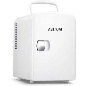 AstroAI Mini Frigo de Chambre, 4 litres / 6 Canettes 330ml, 12V/220V, Petit Frigo Cosmetique, Mini Réfrigérateur Voiture Portable, Glacière Électrique, Fonction Chaud/Froid (Blanc) - Publicité