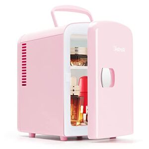 AstroAI Mini Frigo de Chambre, 4 litres / 6 Canettes 330ml, 12V/220V, Petit Frigo Cosmetique, Mini Réfrigérateur Voiture Portable, Glacière Électrique, Fonction Chaud/Froid (Rose) - Publicité