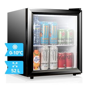 Cassary Mini frigo chambre de 35/52L (température de 0-10ºC). Mini frigo bar avec porte vitrée. Mini réfrigérateur de chambre pour snacks, boissons, cosmetiques... Mini frigo boisson vitrine (52 litres) - Publicité
