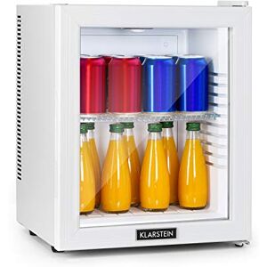 KLARSTEIN Brooklyn Mini Frigo de Chambre, Mini Bar, Refrigerateur Aliments, Boissons, Porte en Verre, Etagères Réglables, Petit Frigo Camping, Voiture, Mini Frigo Cosmetique, Silencieux, 12-18°C, 23L - Publicité