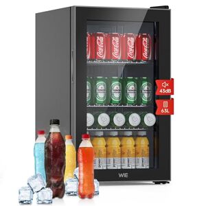 WIE Mini Réfrigérateur Boissons 63L Mini Frigo de Chambre avec Double Porte Vitrée, Etagères Réglables, Silencieux Petit Frigo pour Soda/Bière/Vin, Maison/Bar/Bureau/Cuisine - Publicité