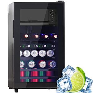 kubeier mini frigo réfrigérateur 76L, 6L+70L pour la glace, contient 51 canettes de limonade, eau, bière ou vin, fonctionnement silencieux, avec porte vitrée et éclairage intérieur, étagères réglables - Publicité