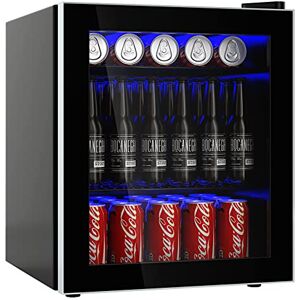 COSTWAY Mini Réfrigérateur 46L Refroidisseur de Boissons 60 Canettes, Mini Frigo avec Porte en Verre Étagères Amovibles Ajustables Température 4 à 16°C, pour Chambre Bureau - Publicité