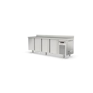 CORECO Meuble Snack 600 - 4 Portes Pleines - -2/+8 - 2545X600X850 - Int Et Ext Inox Aisi 304 - Portes Embouties Inox - Avec Dosseret MRS-250