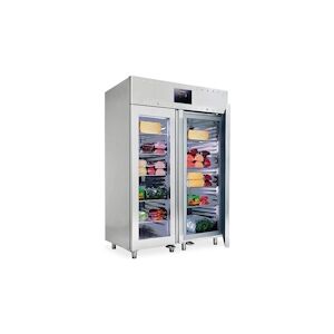 Réfrigérateur 1400 Litres En Inox GN 2/1 Avec Portes En Verre, 2°/+8°C, Isolation 85 mm Wifi R290 1400 1400x810x215 VIRTUS GROUP