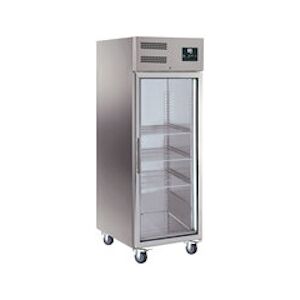 L2G - GN650BTG - armoire refrigeree inox, 1 porte vitree, -18/-22°c ventile, gaz r290a, 3 gr. gn2/1, roulettes ø100 mm