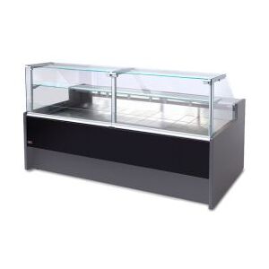 Chefook Comptoir Réfrigéré Ventilé pour Boucherie et Épicerie Portofino Vitres Droites L 300 cm -1°C/+7°C avec Fermetures Arrière en Plexiglas et Verre Intermédiaire Full Optional