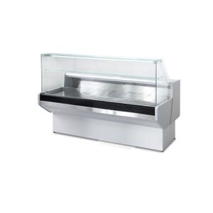 Chefook Comptoir Vitrine Réfrigéré Ventilé pour Épicerie Padova avec Réserve Réfrigérée Vitres Droites Largeur 250 cm -1°C/+7°C Avec Fermeture en Plexiglas et Verre Intermédiaire Full Optional