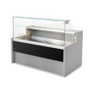 Chefook Comptoir Vitrine Réfrigéré Statique pour Épicerie Tivoli avec Réserve Réfrigérée et Vitres Droites Longeur 300 cm +4°C/+6°C avec Fermeture en Plexiglas et Verre Intermédiaire Full Optional