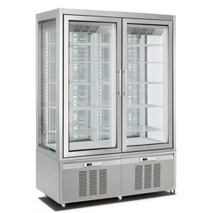 Chefook Vitrine Réfrigérée Verticale Ventilée Positive et Négative 840 Litres +5°C/-20°C Ligne Classic 4 Faces Vitrées H 190 cm Chambre Double