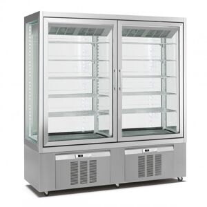 Chefook Vitrine Réfrigérée Verticale Ventilée Positive et Négative 1200 Litres +5°C/-20°C Ligne Classic 4 Faces Vitrées H 190 cm Chambre Double