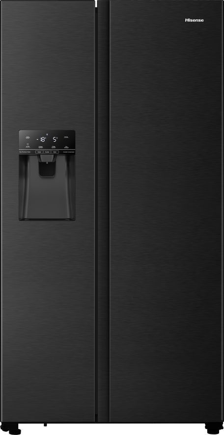 HISENSE PureFlat RS694N4TFF American-Style Fridge Freezer - Black, Black