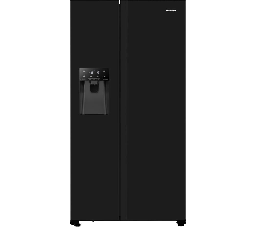 HISENSE PureFlat RS694N4TBF American-Style Fridge Freezer - Black, Black