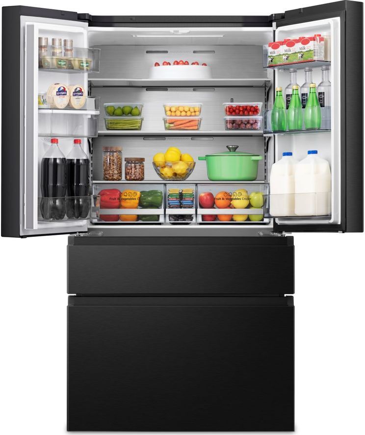 HISENSE PureFlat RF749N4WFF Fridge Freezer - Black Stainless Steel, Black